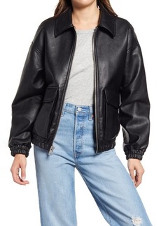 levi's Levis® Women's Faux Leather Dad Bomber Jacket in Black at Nordstrom