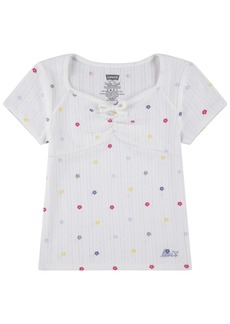 Levi's Little Girls Ribbed Ditsy Cap Sleeve Top - Sugar Swizzle