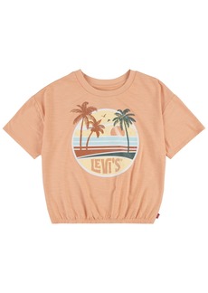 Levi's Little Girls Sunrise Elastic Bubble Short Sleeve Top - Coral Sands