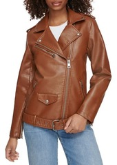 levi's Longline Belted Faux Leather Moto Jacket