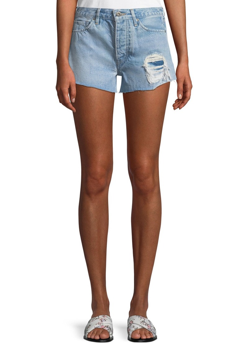 levi high waisted distressed shorts
