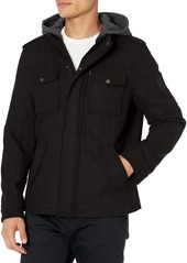 Levi's Men's Big and Tall Wool Blend Military Jacket with Hood black