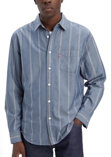 Levi's Men's Classic 1 Pocket Regular-Fit Long Sleeve Shirt - Henderson Stripe Dress Blues