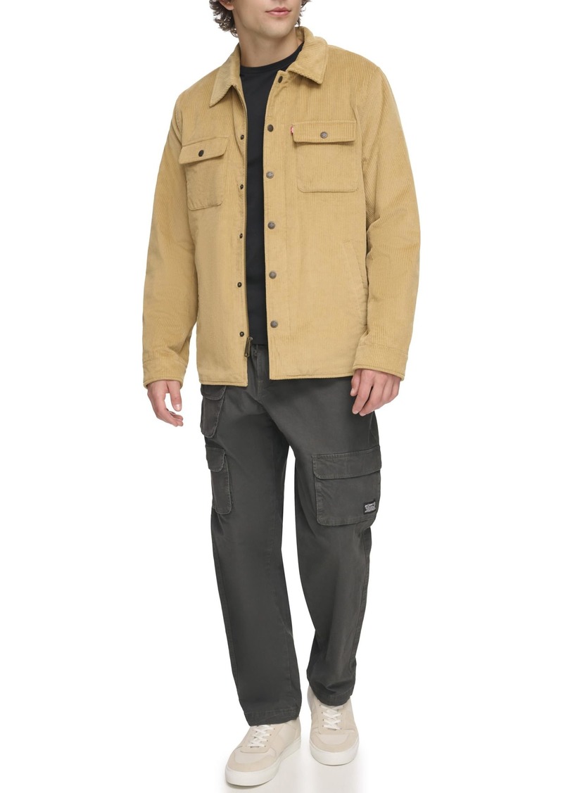 Levi's Men's Corduroy Shirt Jacket With Sherpa Lining Sand