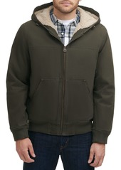 Levi's Men's Cotton Canvas Workwear Hoody Bomber with Full Sherpa Lining   Big