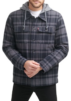 Levi's Mens Plaid Sherpa Lined Hooded Shirt (Regular & Big Tall Sizes) Jacket   US