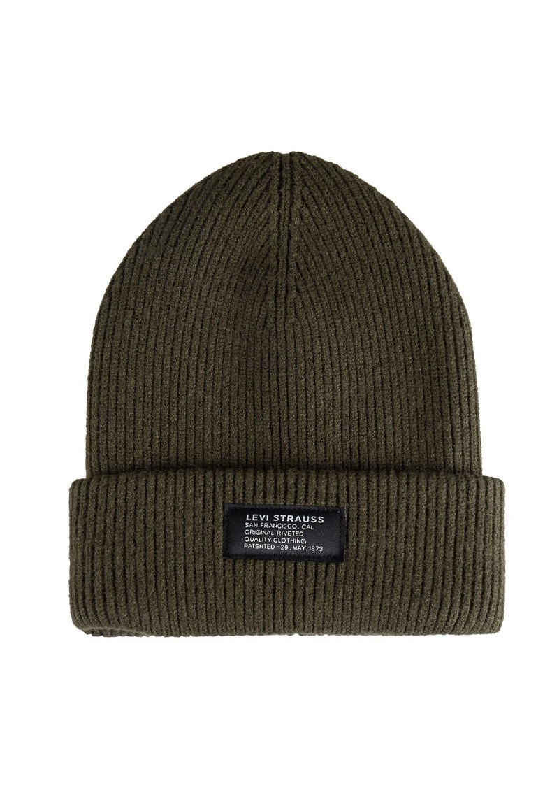 Levi's Men's Cozy Knit Cuffed Logo Patch Beanie Hats