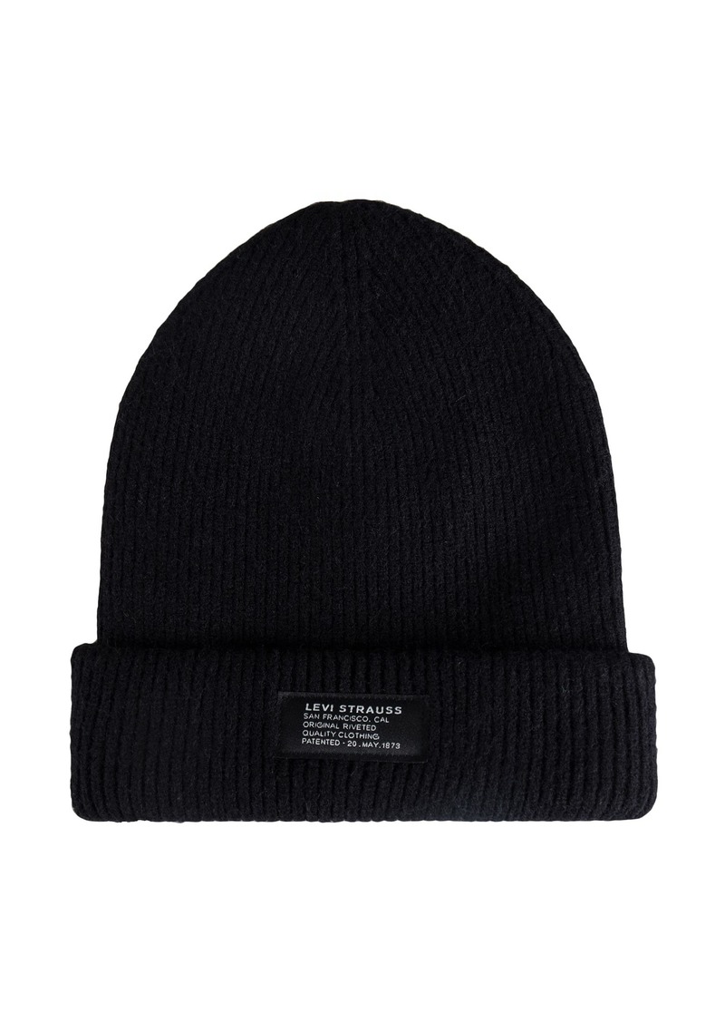 Levi's Men's Cozy Knit Cuffed Logo Patch Beanie Hats