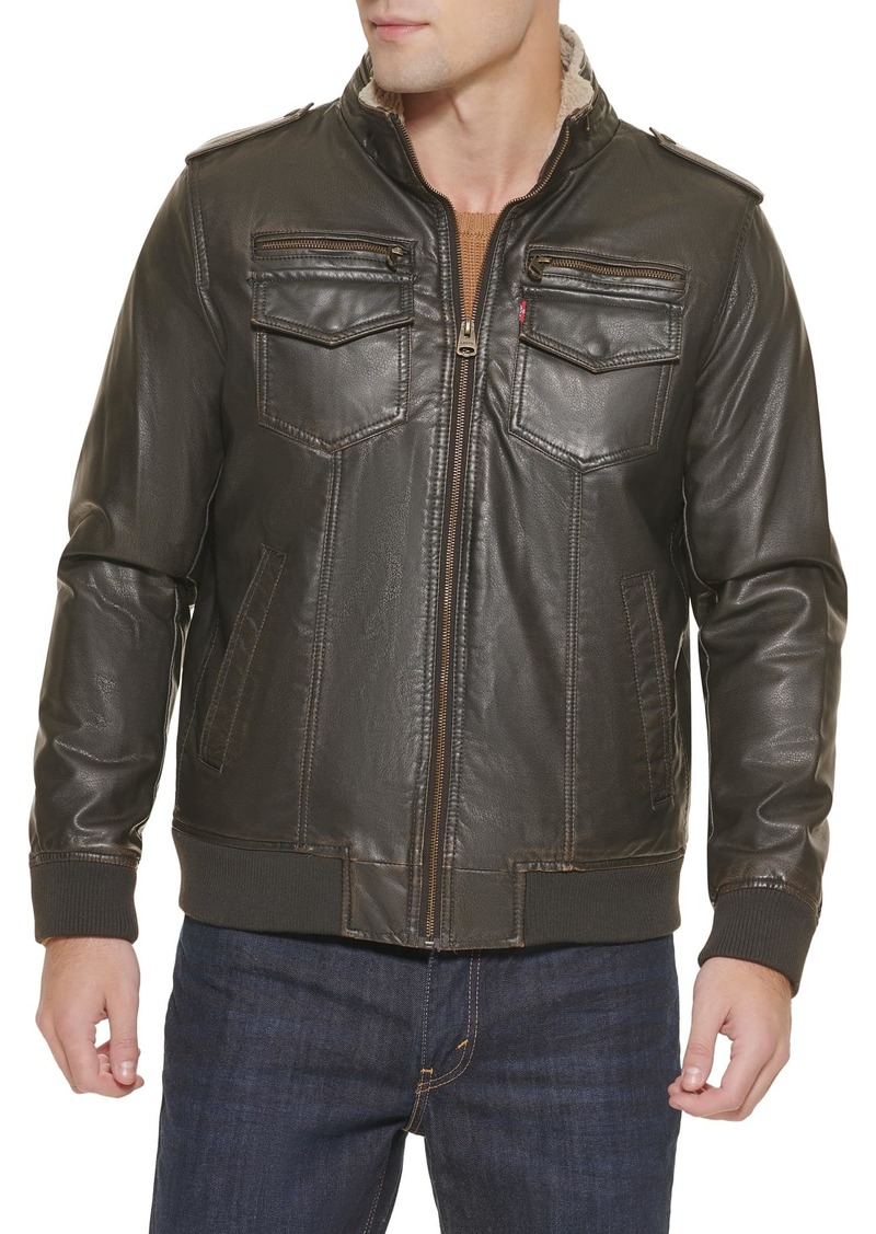 Levi's Men's Faux Leather Aviator Bomber Jacket (Regular & Big & Tall Sizes)  3XT