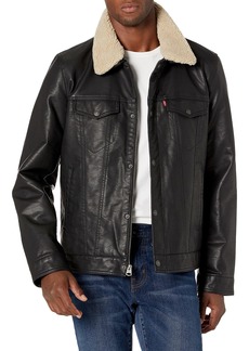Levi's Men's Faux Leather Sherpa Trucker Jacket /Quilted Lining