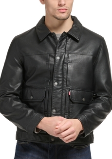 Levi's Men's Faux Leather Snap-Front Water-Resistant Jacket - Black
