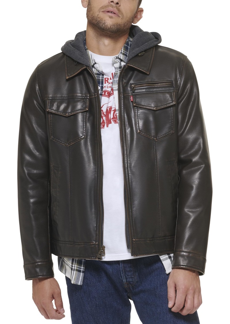 Levi's mens Trucker Hoody With Sherpa Lining (Regular and Big Tall Sizes) faux leather outerwear jackets   US