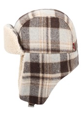 Levi's Men's Fleece-Lined Plaid Flannel Trapper Hat - Brown