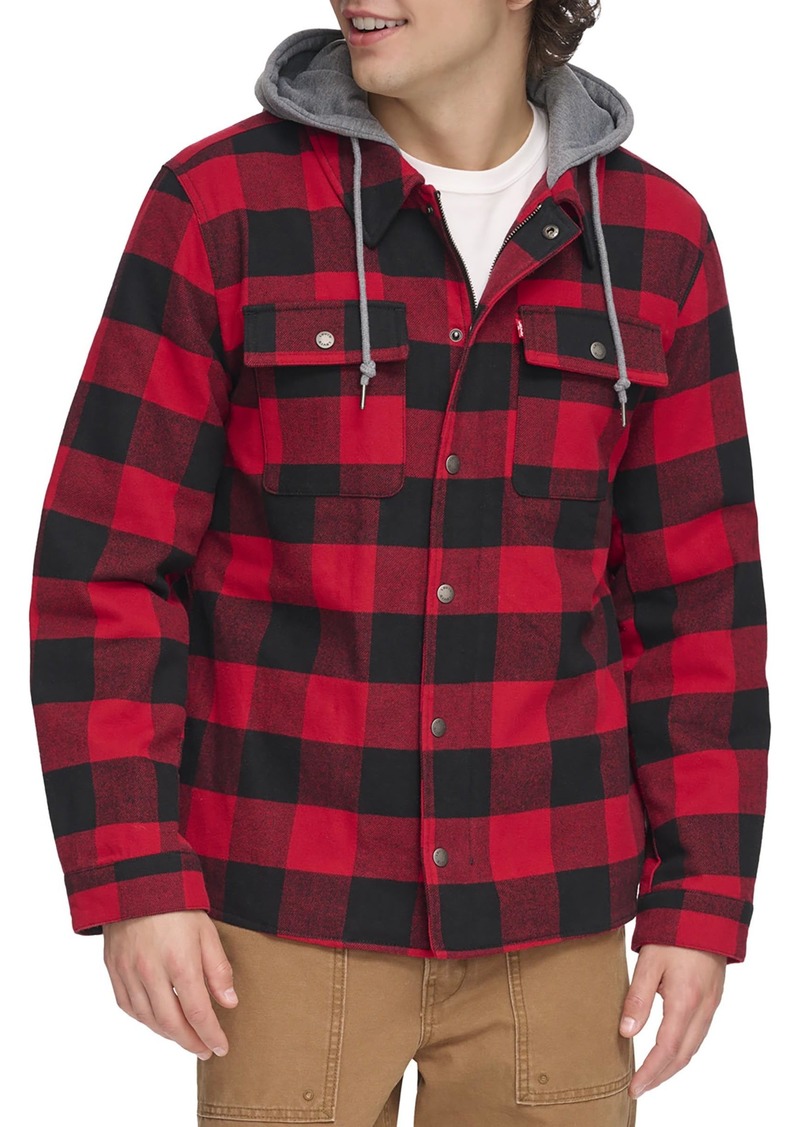 Levi's Men's Sherpa Lined Hooded Shirt Jacket (Regular & Big & Tall Sizes)  Plaid