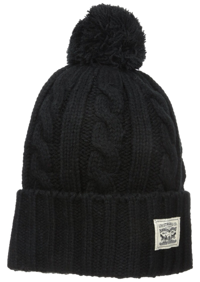 mens black cable knit hat