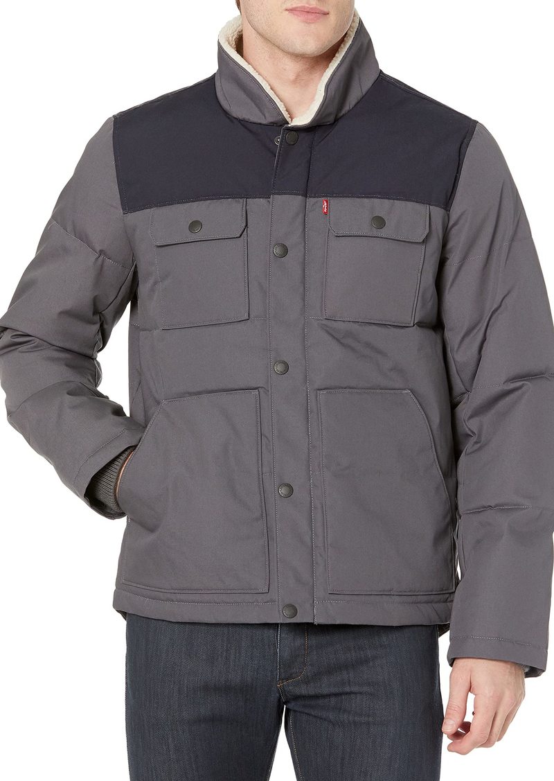 Levi's Men's Quilted Mixed Media Shirttail Work wear Puffer Jacket