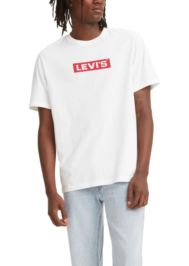 Levi's Men's Relaxed Fit Box Tab Logo Crewneck T-shirt - Box Tab White