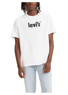 Levi's Men's Relaxed Fit Crewneck Poster Logo T-shirt - Poster Logo White