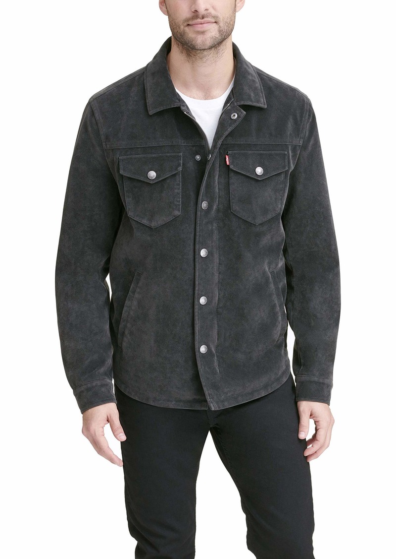 Levi's mens Smooth Lamb Touch Shirt Faux Leather Jacket   US