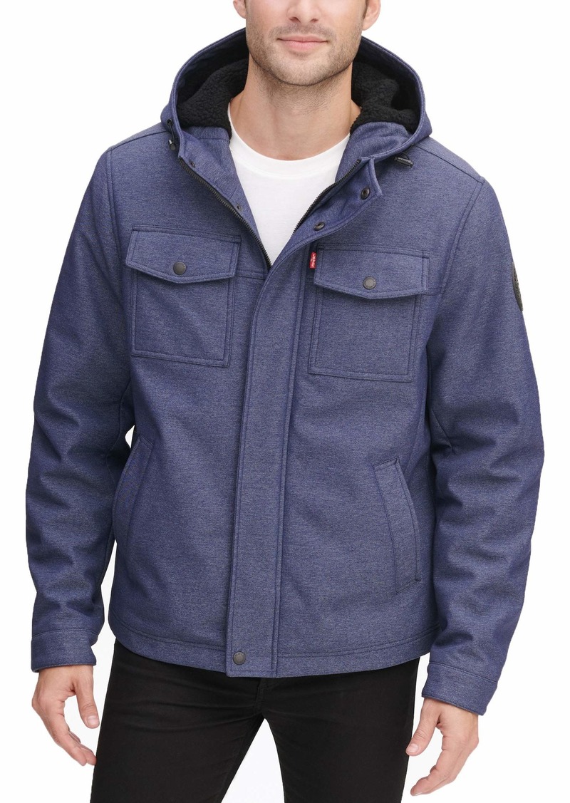 Levi's Men's Soft Shell Sherpa Lined Hooded Trucker Jacket with Two Pockets (Regular and Big Sizes)  2X-Large Tall