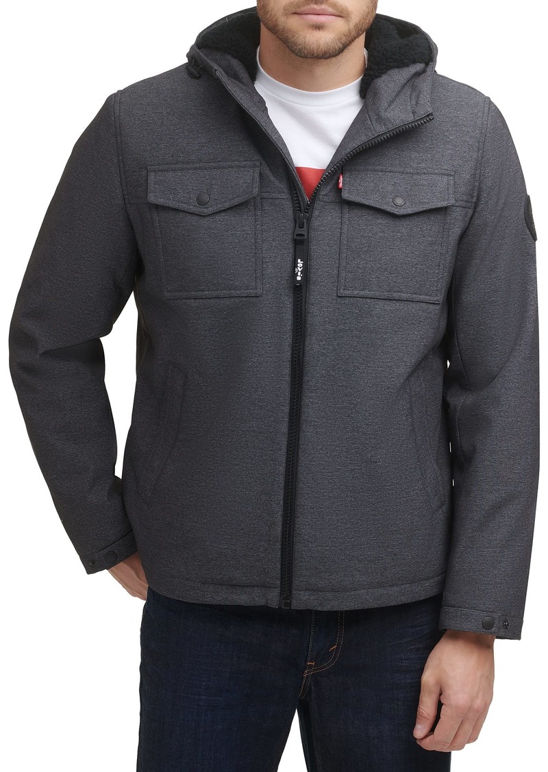 Levi's Men's Soft Shell Hooded Storm Coat (Regular & Big & Tall Sizes)  L