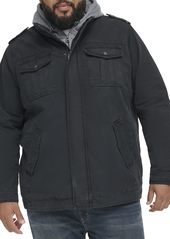 Levi's Men's Washed Cotton Military Jacket with Removable Hood (Standard and Big & Tall) Navy