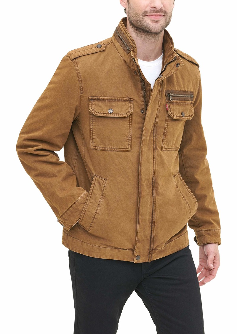 levi's men's washed cotton two pocket military jacket