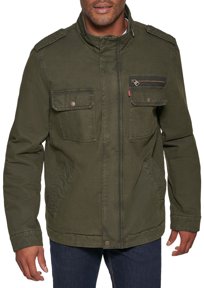 Levi's Men's Washed Cotton Two Pocket Military Jacket (Standard and Big & Tall) Olive  Big
