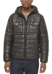 Levi's Mens Water Resistant Performance Stretch Hooded Jacket Puffer   US