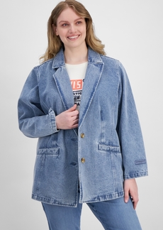 Levi's Plus Size Denim Long-Sleeve Blazer Jacket - Light Wash Denim