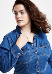 Levi's Plus Size Ellie Button-Down Denim Dress - Mid Marble