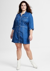 Levi's Plus Size Ellie Button-Down Denim Dress - Mid Marble