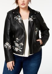 Levi's Plus Size Embroidered Faux Leather Classic Motorcycle Jacket