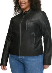 Levi's Plus Size Faux Leather Motocross Racer Jacket - Black
