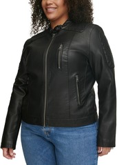 Levi's Plus Size Faux Leather Motocross Racer Jacket - Oyster