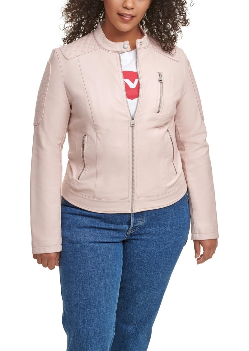 Levi's Plus Size Faux Leather Motocross Racer Jacket - Peach Blush