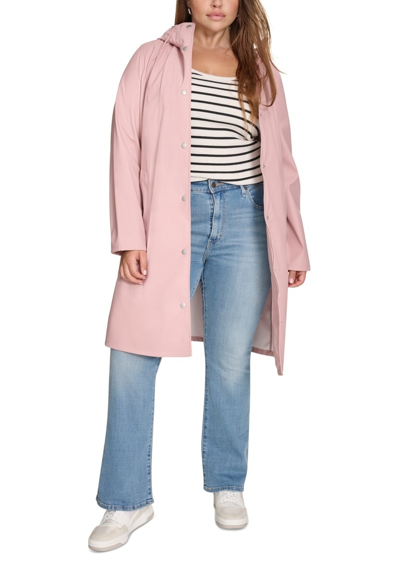 Levi's Plus Size Hooded Long-Sleeve Zip-Front Coat - Rose