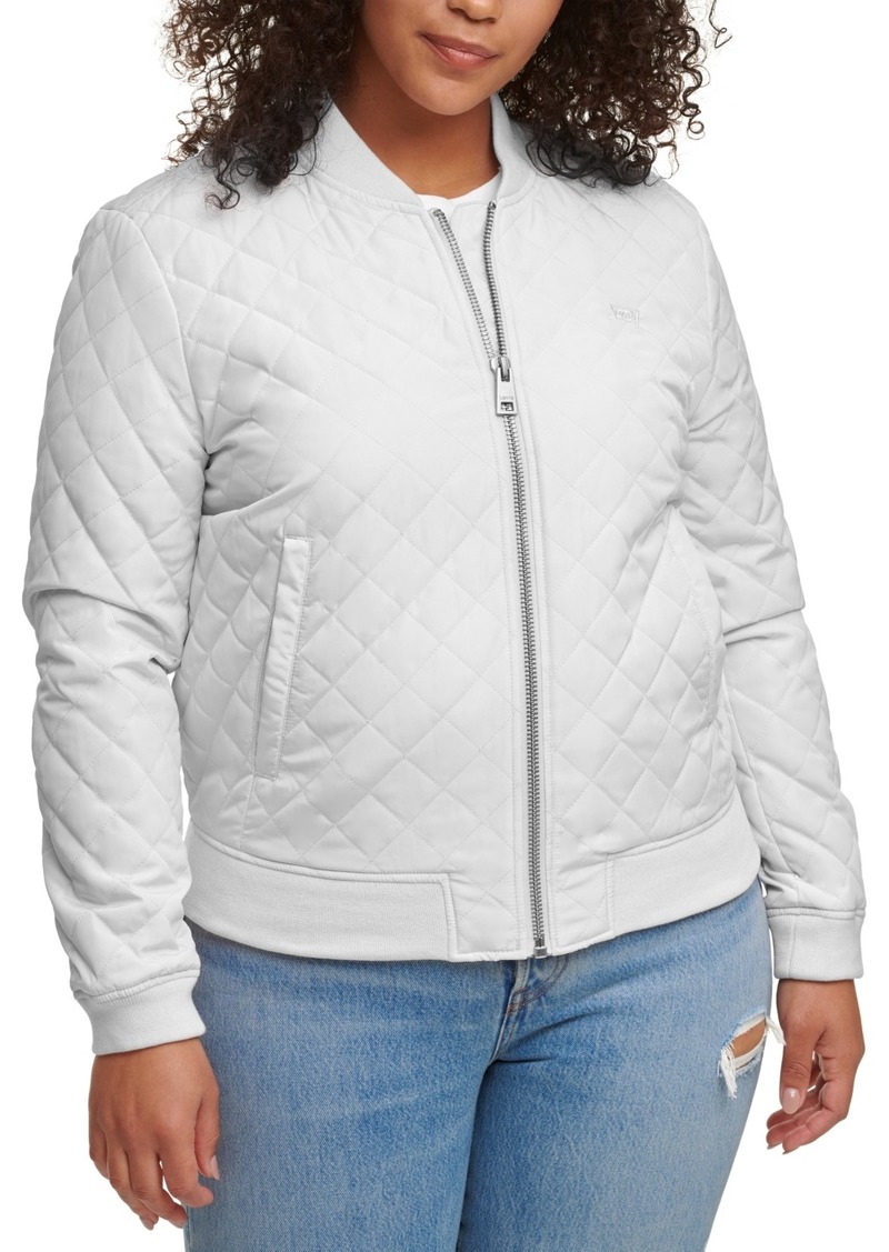 Levi's Plus Size Trendy Diamond Quilted Bomber Jacket - White