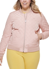 Levi's Plus Size Trendy Diamond Quilted Bomber Jacket - White