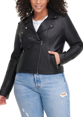 Levi's Plus Size Trendy Faux Leather Moto Jacket - Oyster