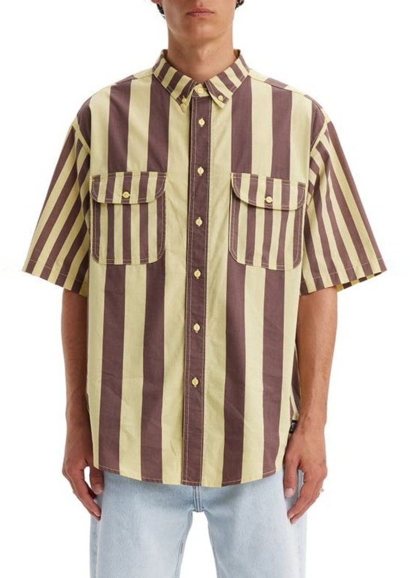 levi's Skateboarding Oversize Stripe Short Sleeve Button-Down Shirt