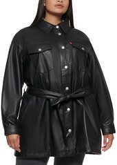 Levi's Trendy Plus Size Belted Jacket - Biscotti