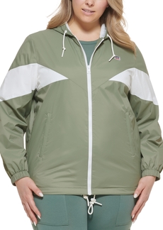 Levi's Trendy Plus Size Colorblock Rain Slicker Jacket - Sea Green