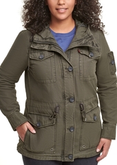 Levi's Trendy Plus Size Cotton Hood Utility Jacket - Navy