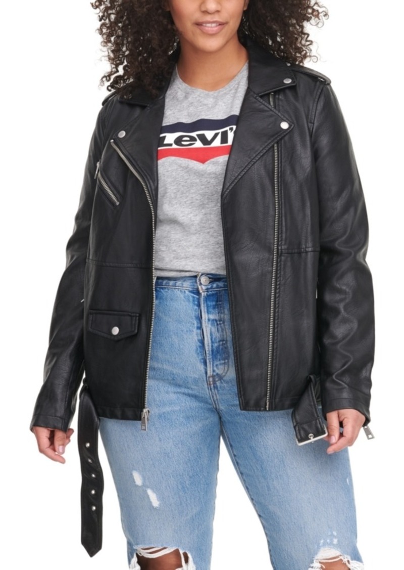 Trendy Plus Size Faux-Leather Oversized Moto Jacket - 50% Off!