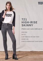 Levi's Women's 721 High-Rise Skinny Jeans in Long Length - Soft Black