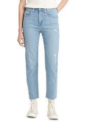 Levi's Women's 724 Straight-Leg Distressed Cropped Jeans - Firefly Brite