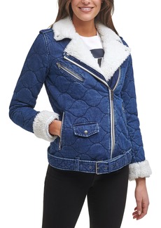 Levi's Women's Acid Washed Belted Sherpa Moto Jacket (Standard & Plus Sizes)