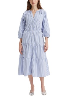 Levi's Women's Cecile Tiered 3/4-Sleeve Midi Dress - Bearberry Stripe Blue Yonder