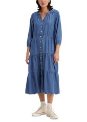 Levi's Women's Cecile Tiered 3/4-Sleeve Midi Dress - Paper Map